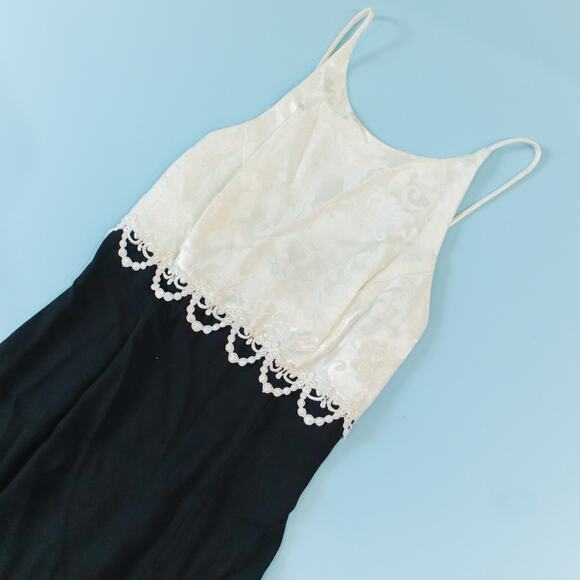 Vintage Jessica McClintock Black White Lace Formal Dress Size 3/4 Made in USA - Picture 2 of 8